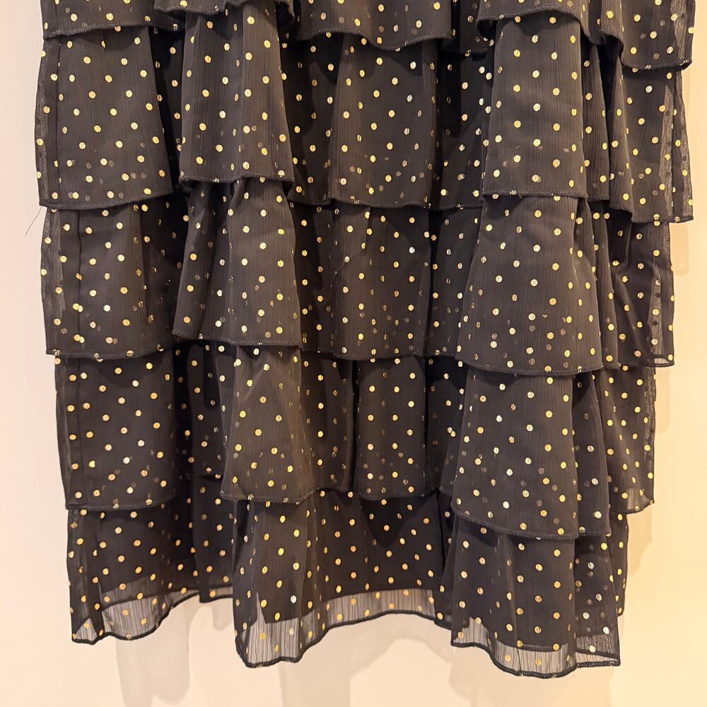 J.Crew Factory Polka Dot Tiered Chiffon Dress LBD Velvet Bow Date Trip CP905 NWT - Picture 8 of 16